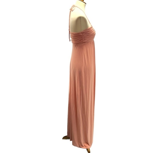 Misa Los Angeles Anya Peach Deep V Neck Ruched Halter Maxi Dress Women’s XS - Picture 12 of 16